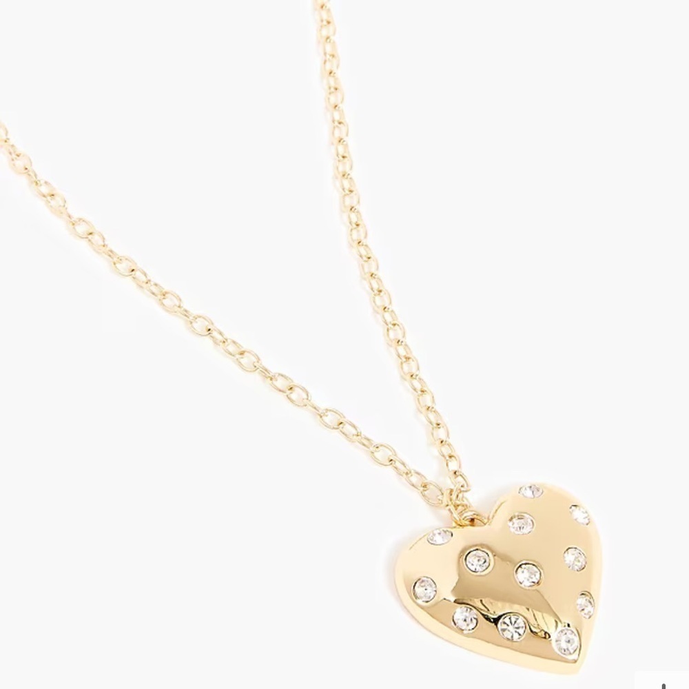 J crew Pavé puffy heart pendant necklace